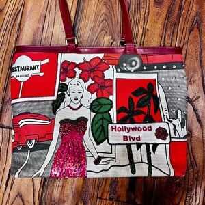 Vintage Hollywood Sequined Canvas Handbag